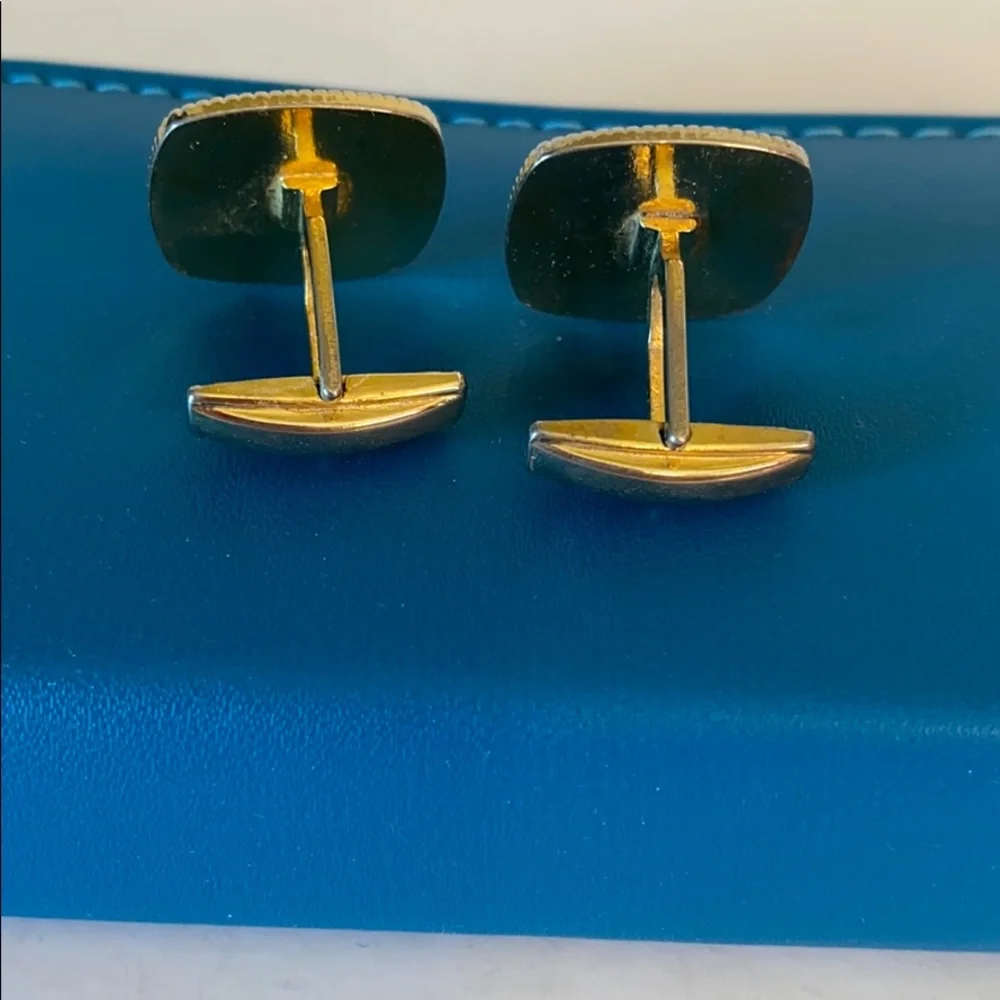 Vintage Gold Tone Faux Pearl Cuff Links